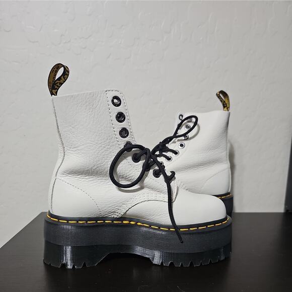 NEW Dr. Martens 1460 Pascal Max Boots White Pisa Leather Platform Womens US 6 - Picture 5 of 5